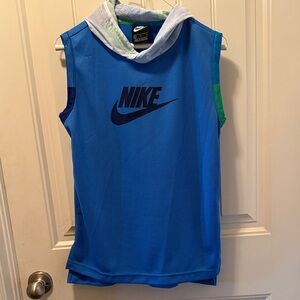 Nike Kids Blue and Green Sleeveless Hoodie